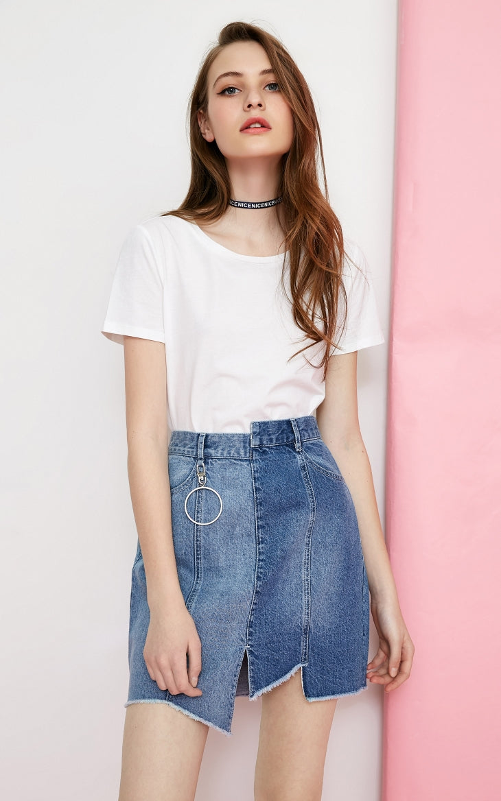 Crew Neck Multicolor Basic style Minimalist T-Shirt Top