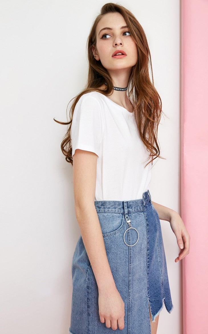 Crew Neck Multicolor Basic style Minimalist T-Shirt Top
