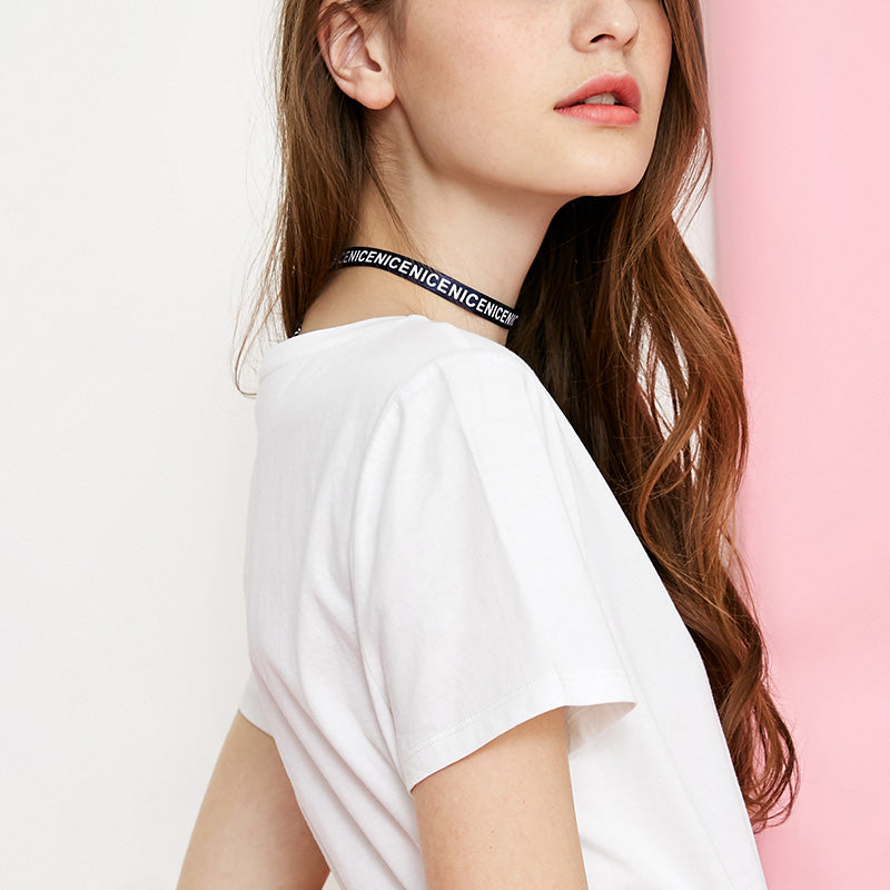 Crew Neck Multicolor Basic style Minimalist T-Shirt Top