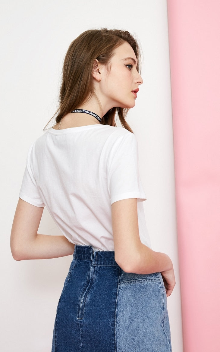 Crew Neck Multicolor Basic style Minimalist T-Shirt Top