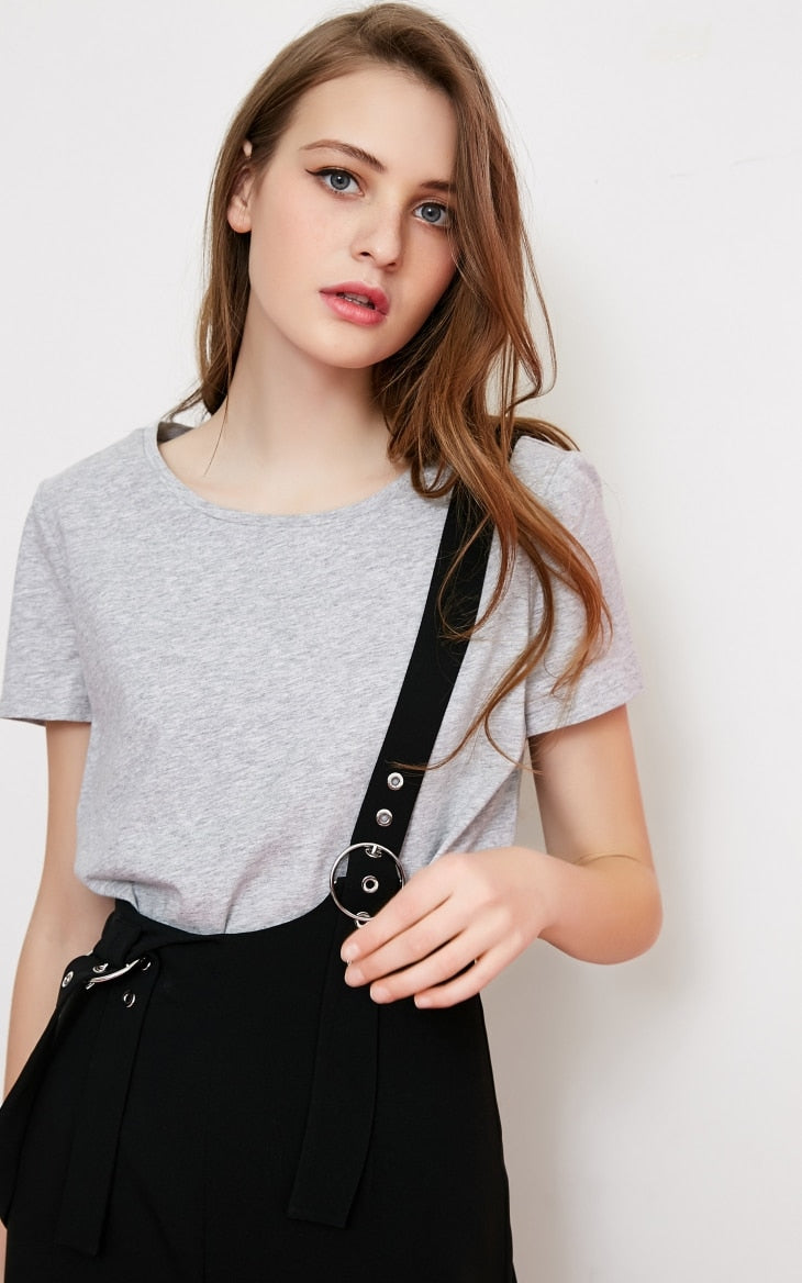 Crew Neck Multicolor Basic style Minimalist T-Shirt Top