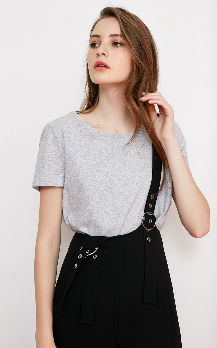 Crew Neck Multicolor Basic style Minimalist T-Shirt Top