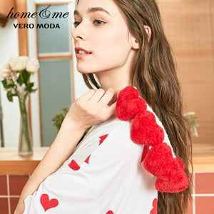 Heart-shaped Print Hair Band Loose fit T-shirt Homewear Dress