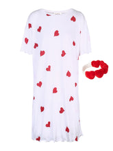 Load image into Gallery viewer, Heart-shaped Print Hair Band Loose fit T-shirt Homewear Dress
