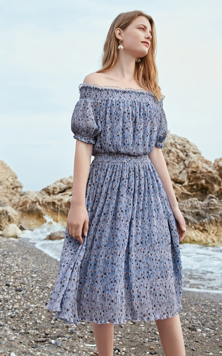 Floral Elasticized Waist Summer Dress