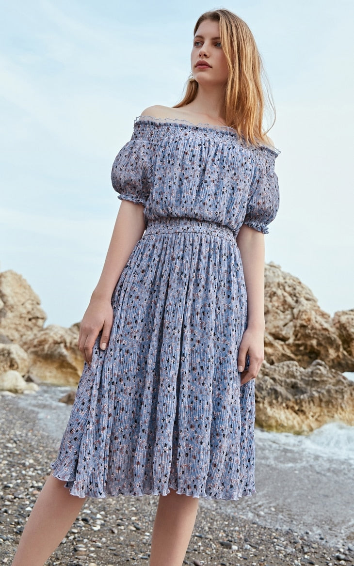 Floral Elasticized Waist Summer Dress