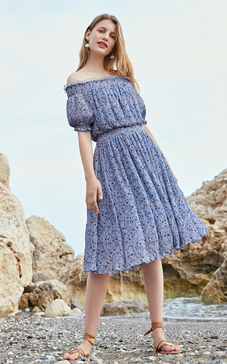 Floral Elasticized Waist Summer Dress