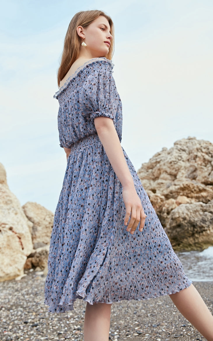Floral Elasticized Waist Summer Dress