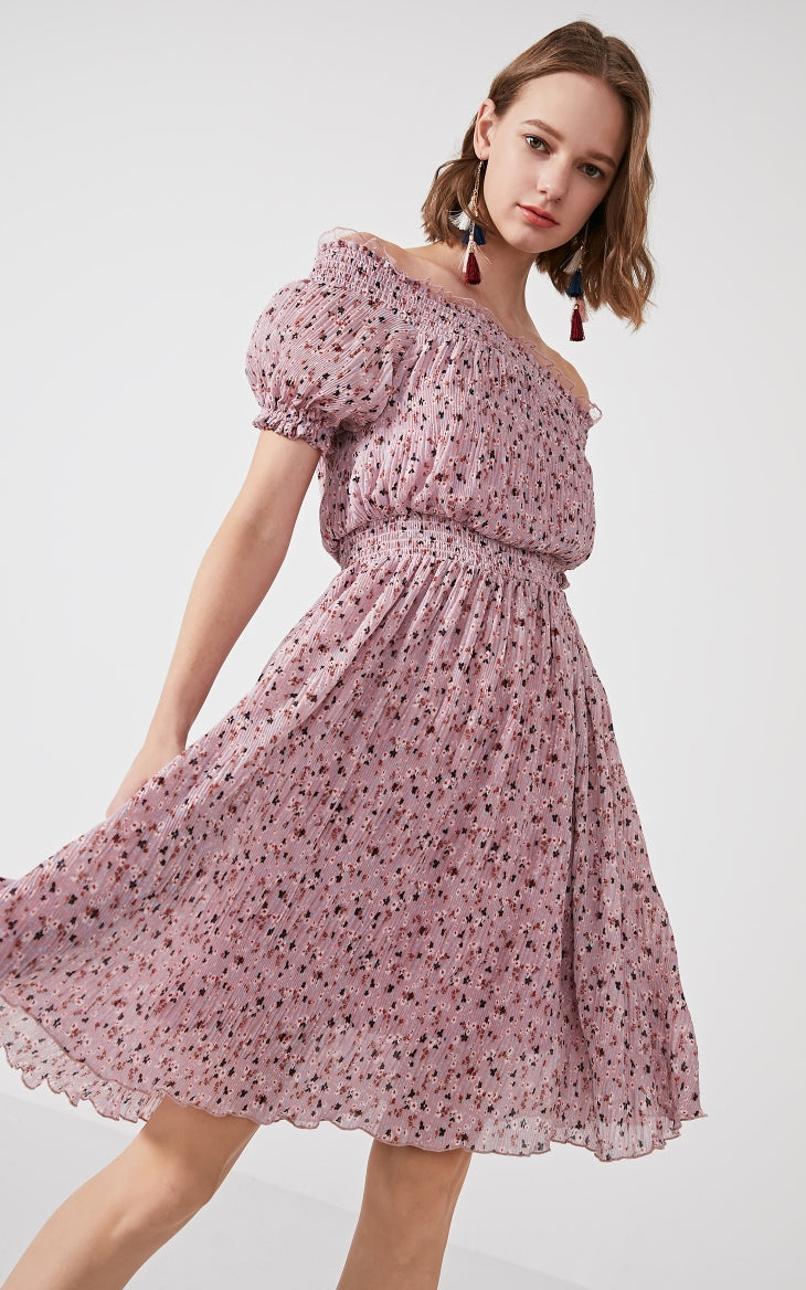 Floral Elasticized Waist Summer Dress