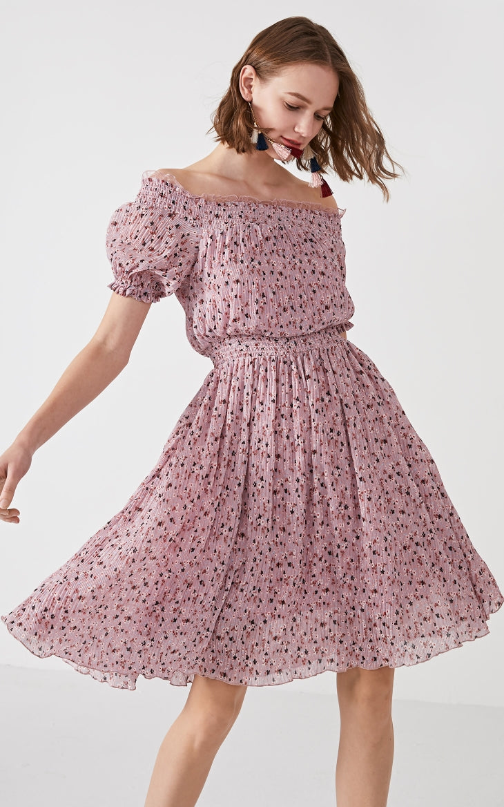 Floral Elasticized Waist Summer Dress