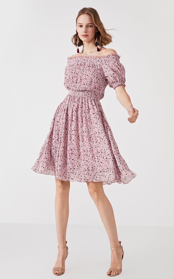 Floral Elasticized Waist Summer Dress