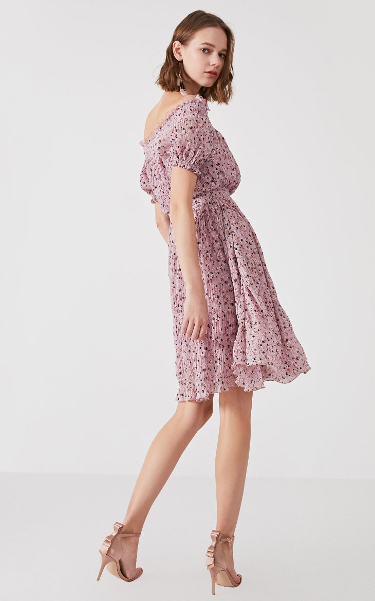 Floral Elasticized Waist Summer Dress
