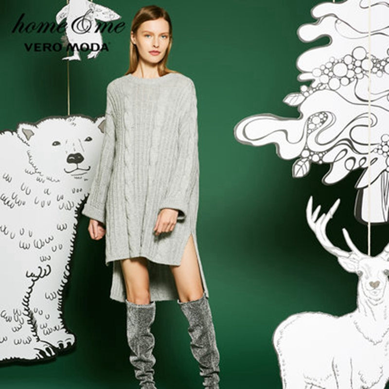 Drop-shoulder Sleeves Knitted Dress