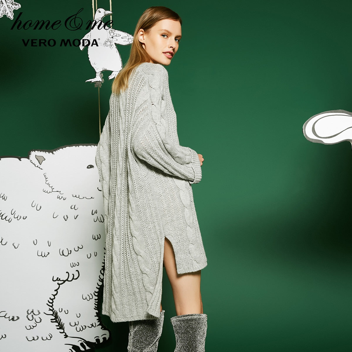 Drop-shoulder Sleeves Knitted Dress