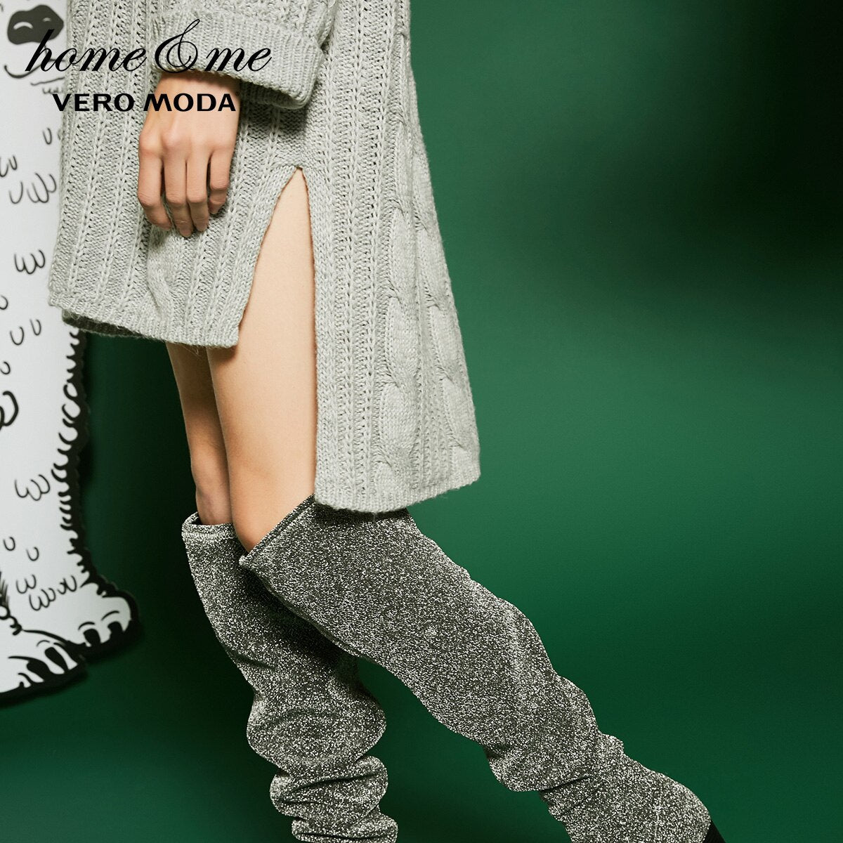 Drop-shoulder Sleeves Knitted Dress