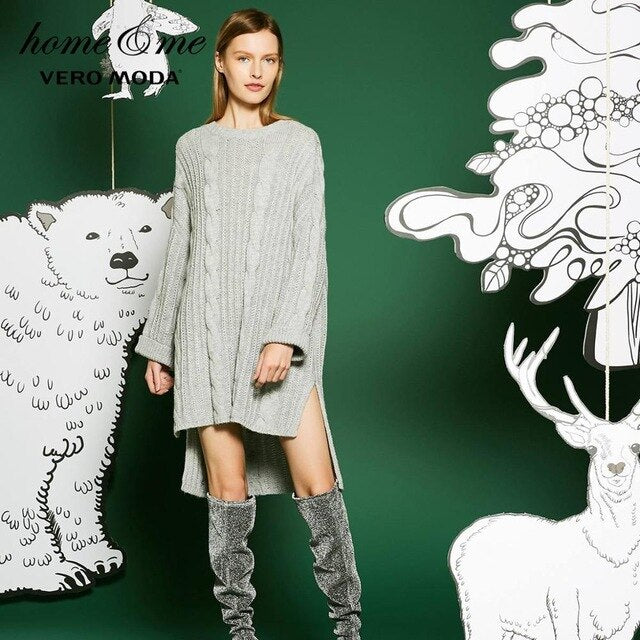 Drop-shoulder Sleeves Knitted Dress