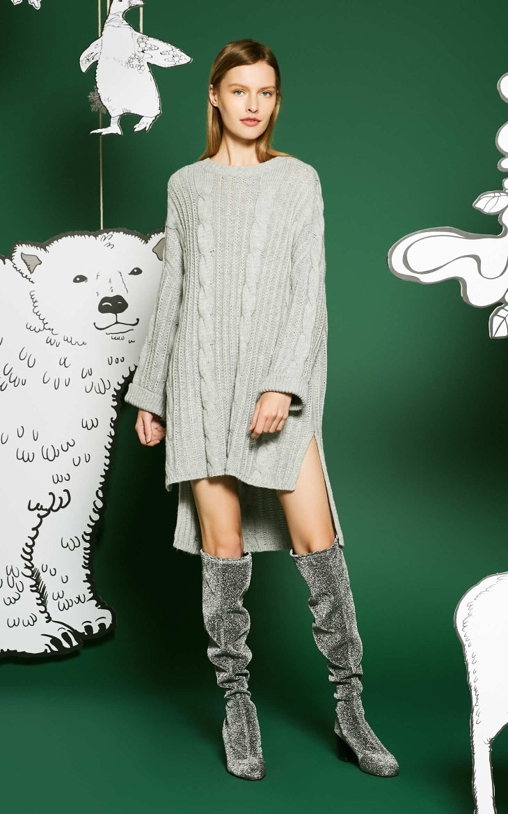 Drop-shoulder Sleeves Knitted Dress