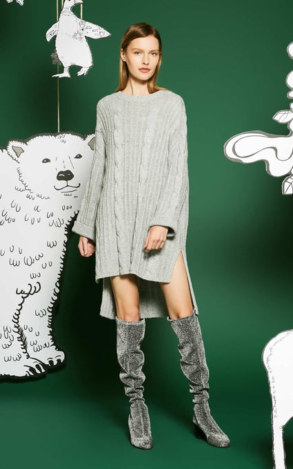 Drop-shoulder Sleeves Knitted Dress