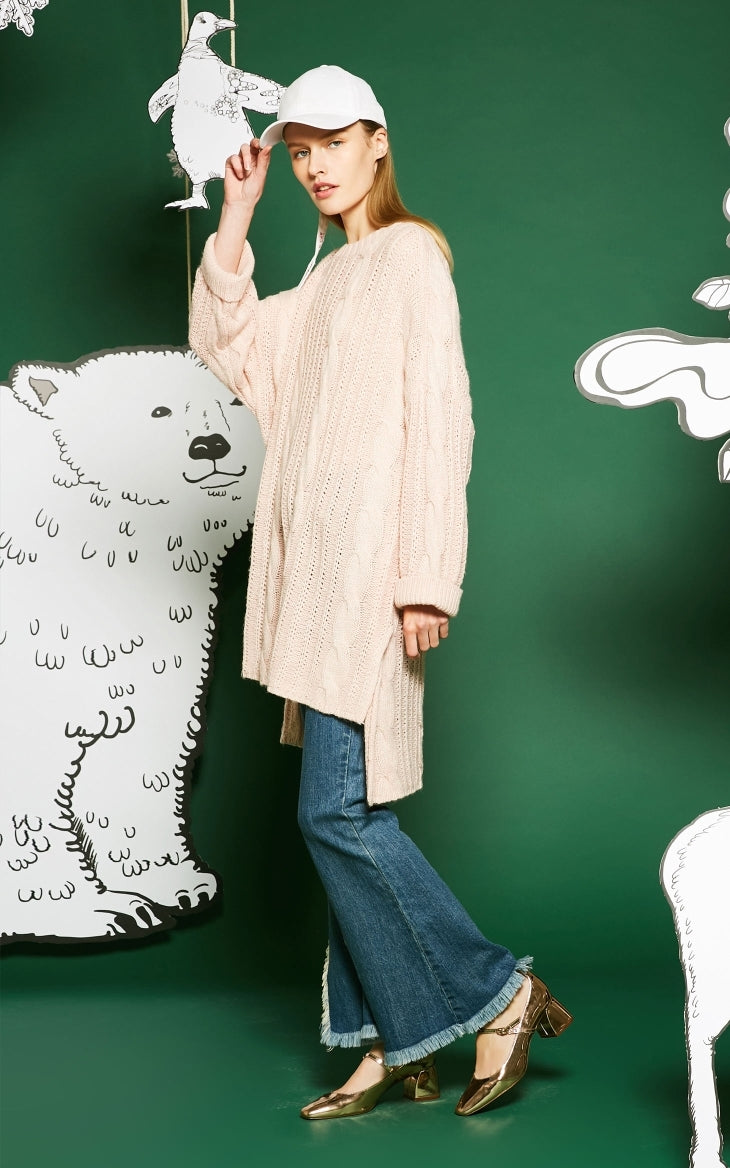 Drop-shoulder Sleeves Knitted Dress