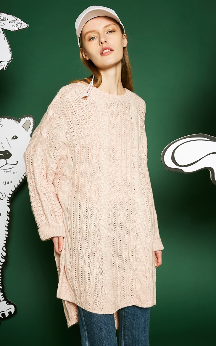 Drop-shoulder Sleeves Knitted Dress