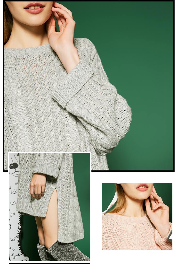 Drop-shoulder Sleeves Knitted Dress