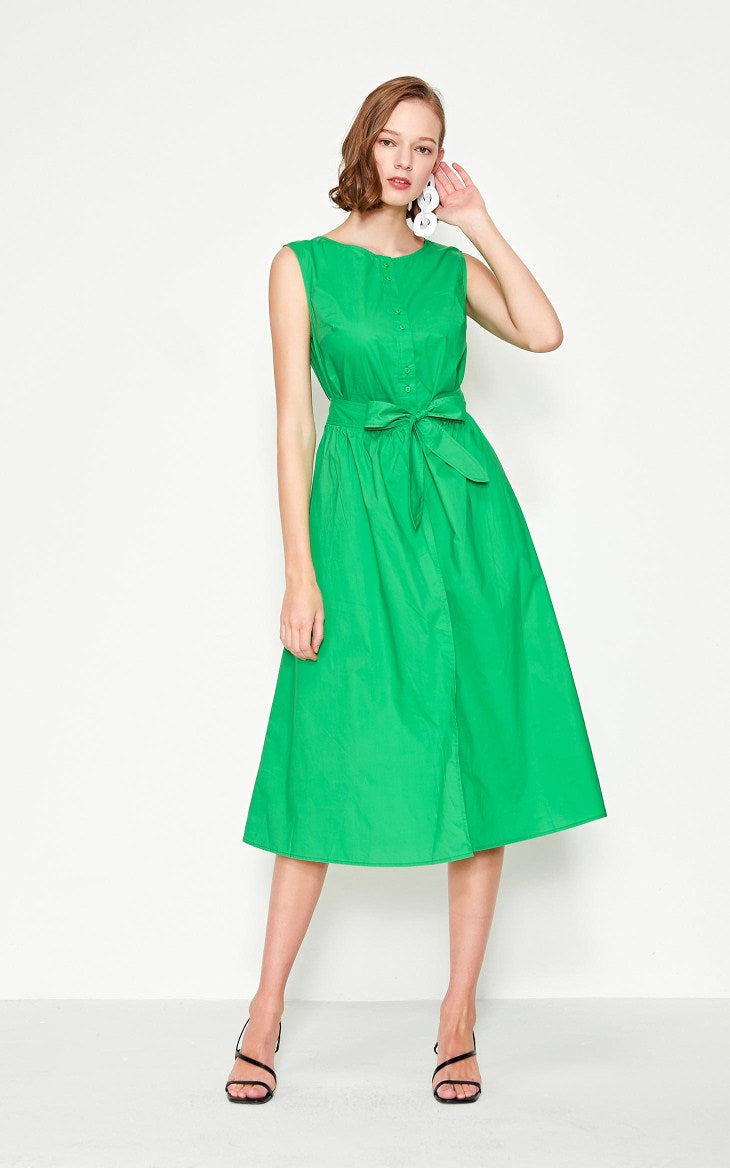 Cotton Pure Color Sleeveless Summer Dress