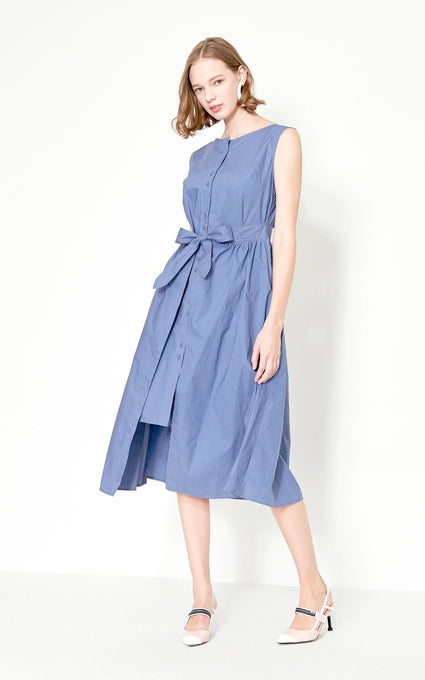 Cotton Pure Color Sleeveless Summer Dress