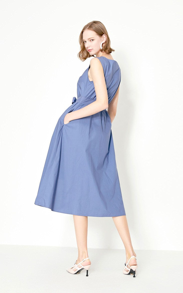 Cotton Pure Color Sleeveless Summer Dress