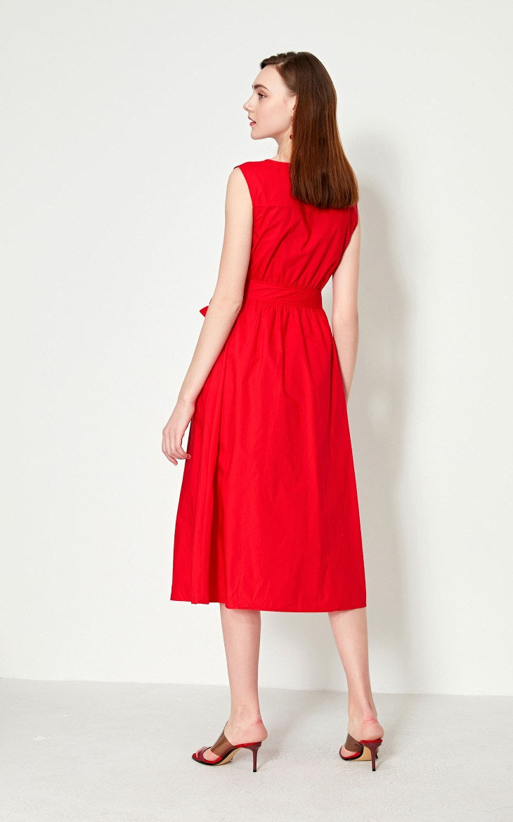 Cotton Pure Color Sleeveless Summer Dress