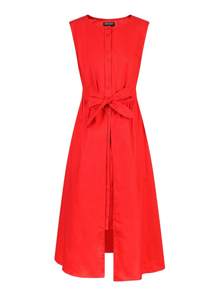 Cotton Pure Color Sleeveless Summer Dress