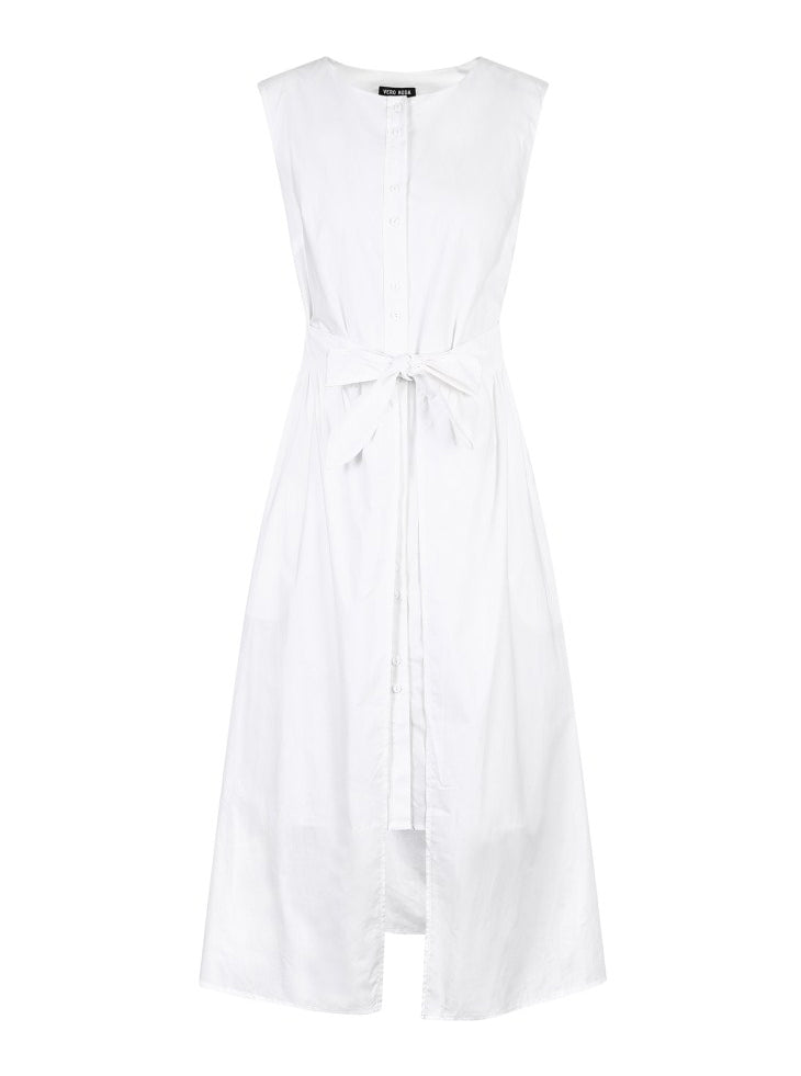 Cotton Pure Color Sleeveless Summer Dress