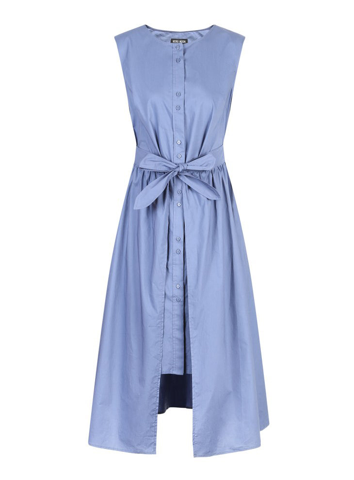 Cotton Pure Color Sleeveless Summer Dress