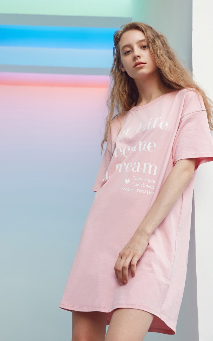 Letter Print Leisure Long T-shirt Dress