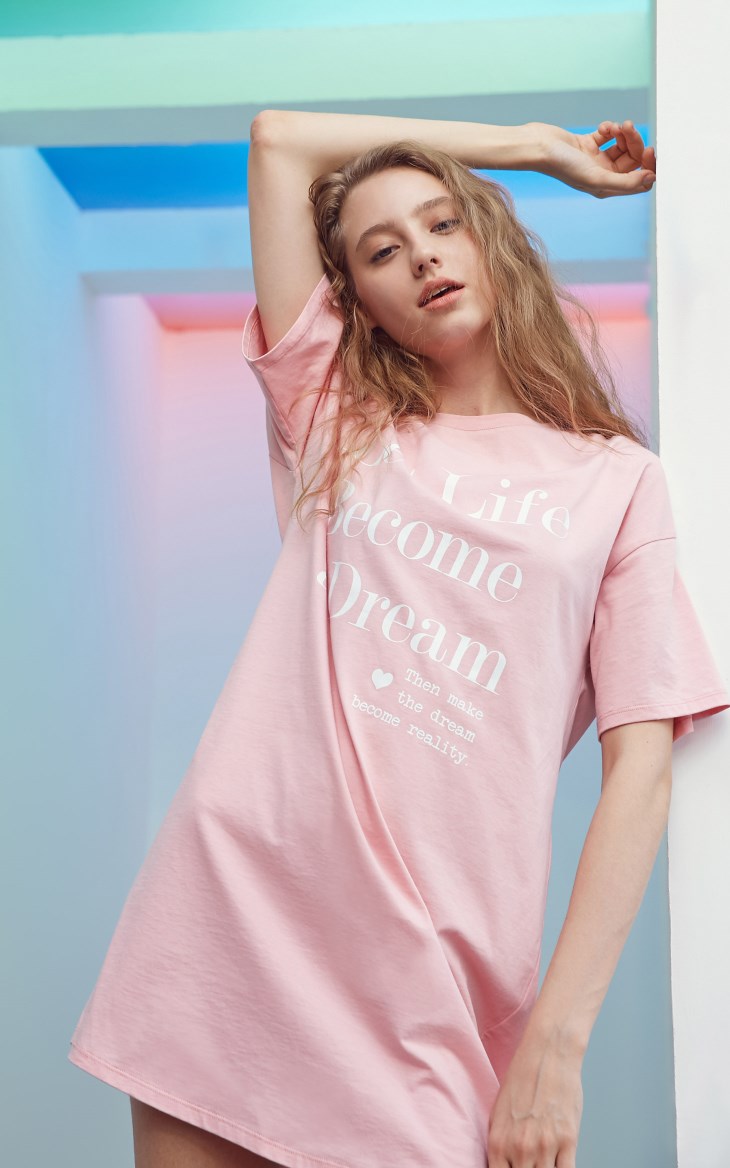 Letter Print Leisure Long T-shirt Dress