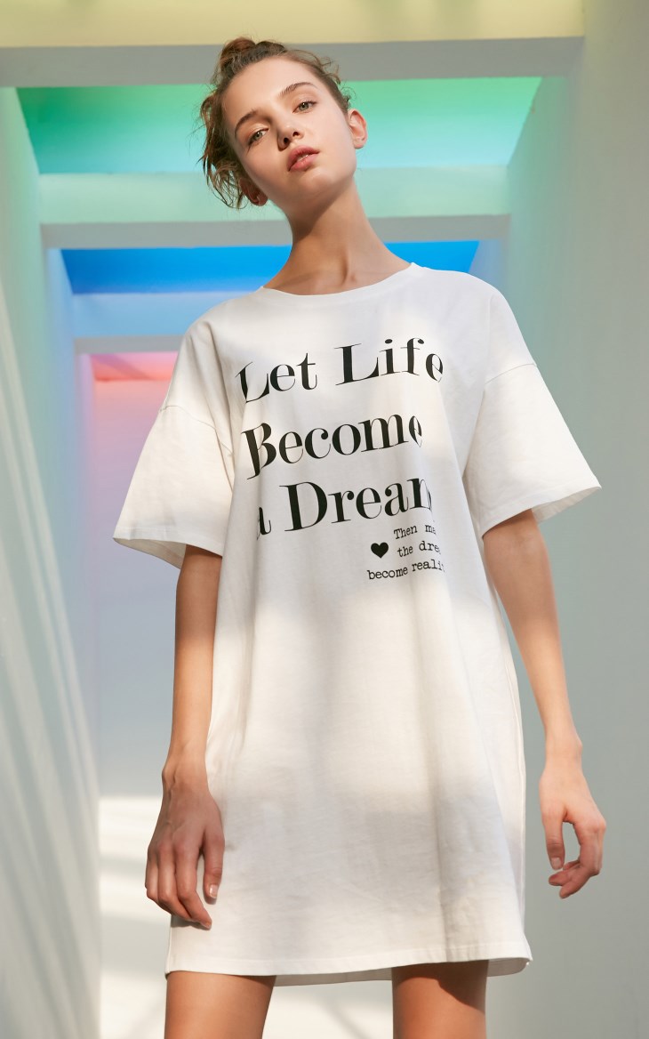 Letter Print Leisure Long T-shirt Dress