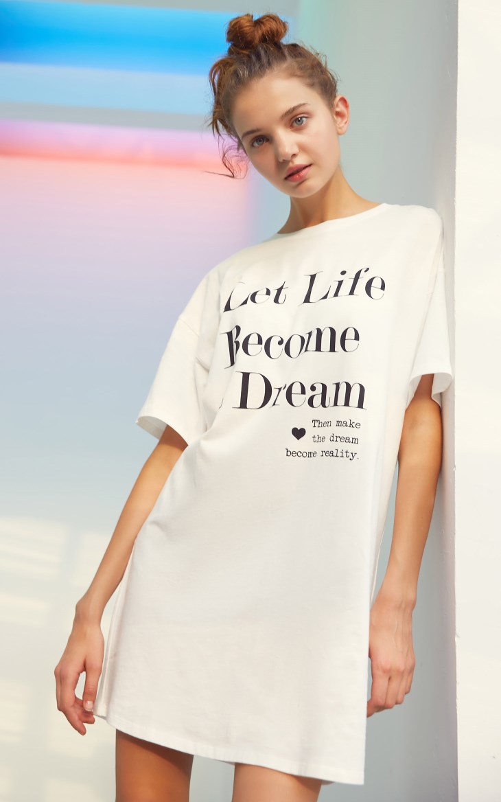 Letter Print Leisure Long T-shirt Dress