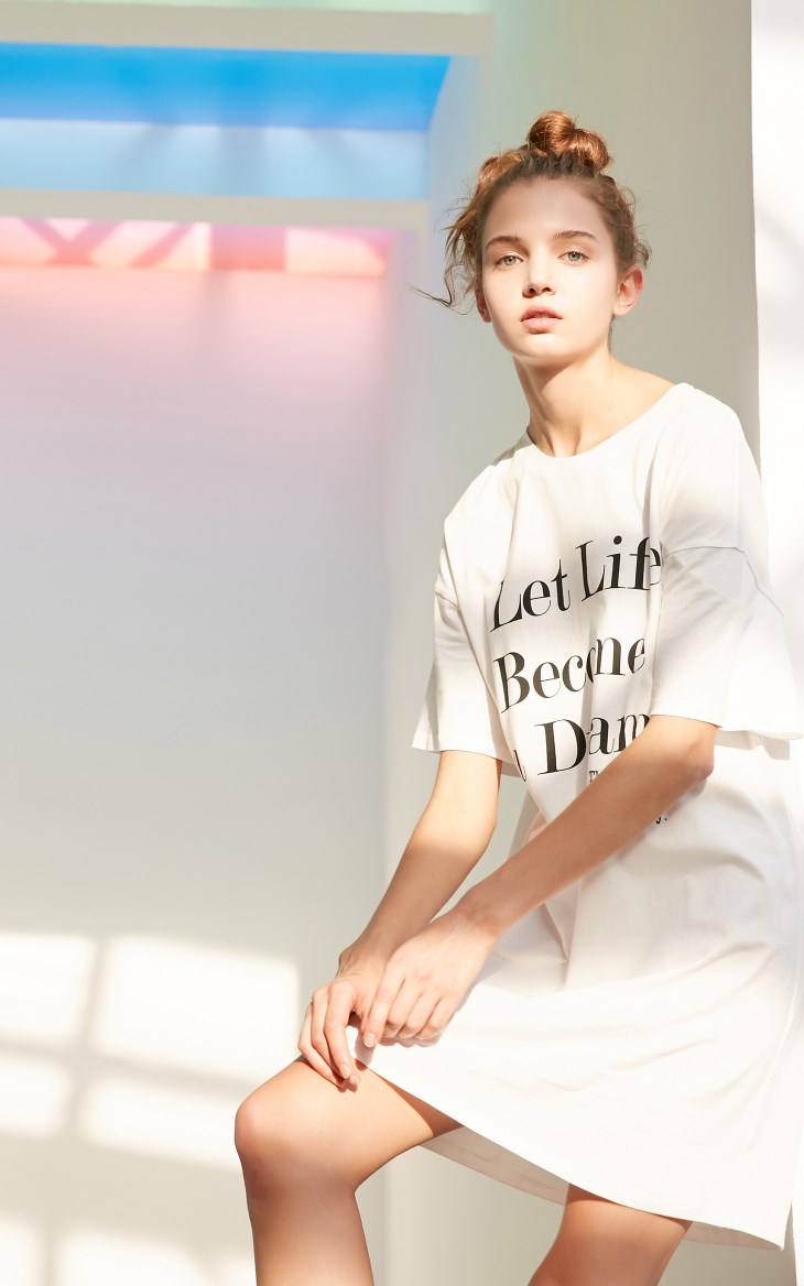 Letter Print Leisure Long T-shirt Dress