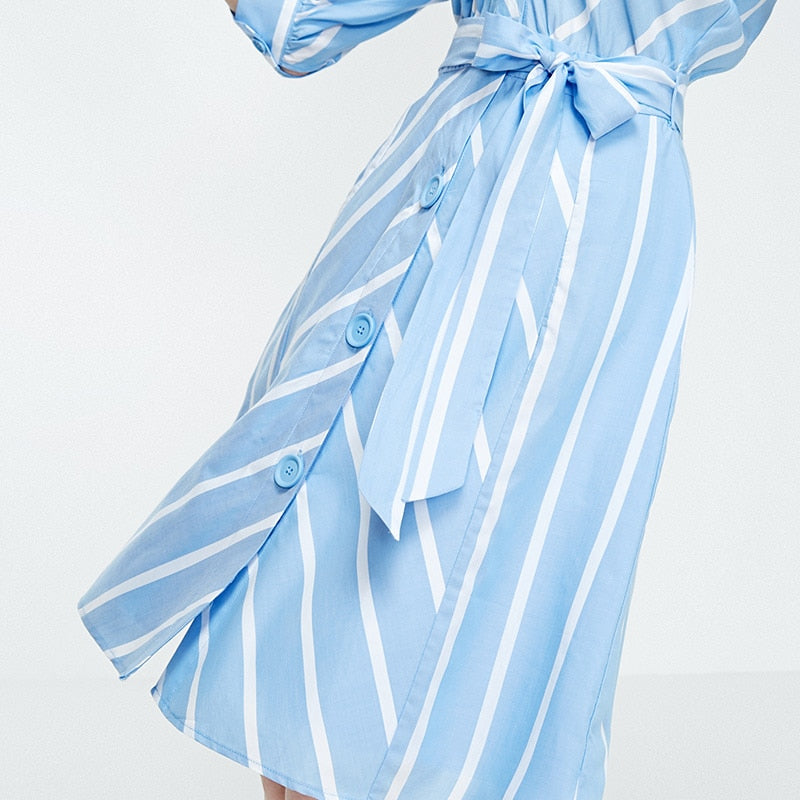 Off-the-shoulder Decorative Buttons Shirt Dress