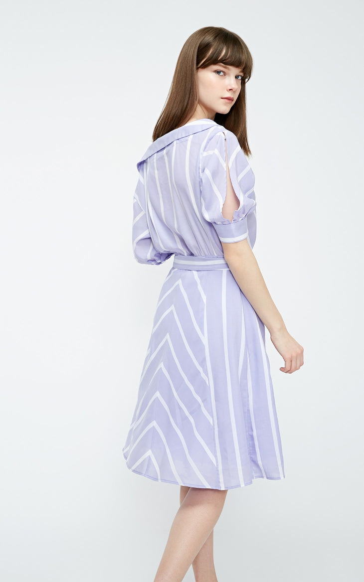 Off-the-shoulder Decorative Buttons Shirt Dress