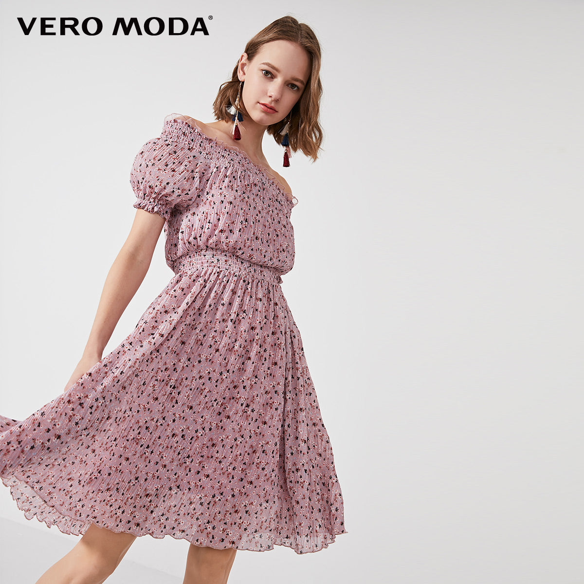 Floral Elasticized Waist Summer Dress