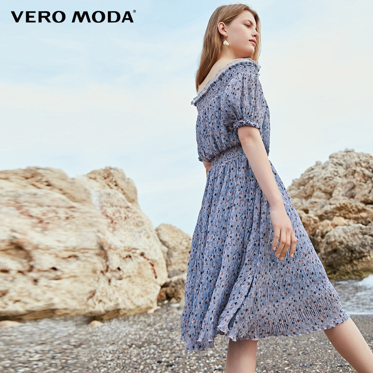 Floral Elasticized Waist Summer Dress