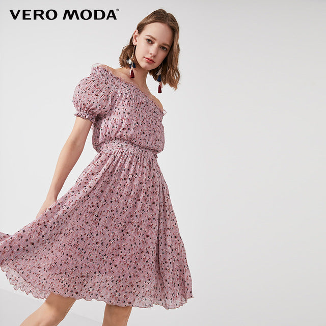 Floral Elasticized Waist Summer Dress