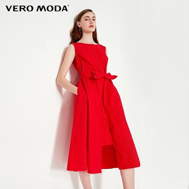 Cotton Pure Color Sleeveless Summer Dress