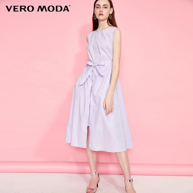 Cotton Pure Color Sleeveless Summer Dress