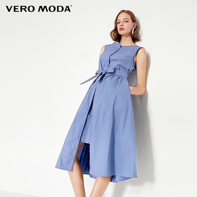 Cotton Pure Color Sleeveless Summer Dress