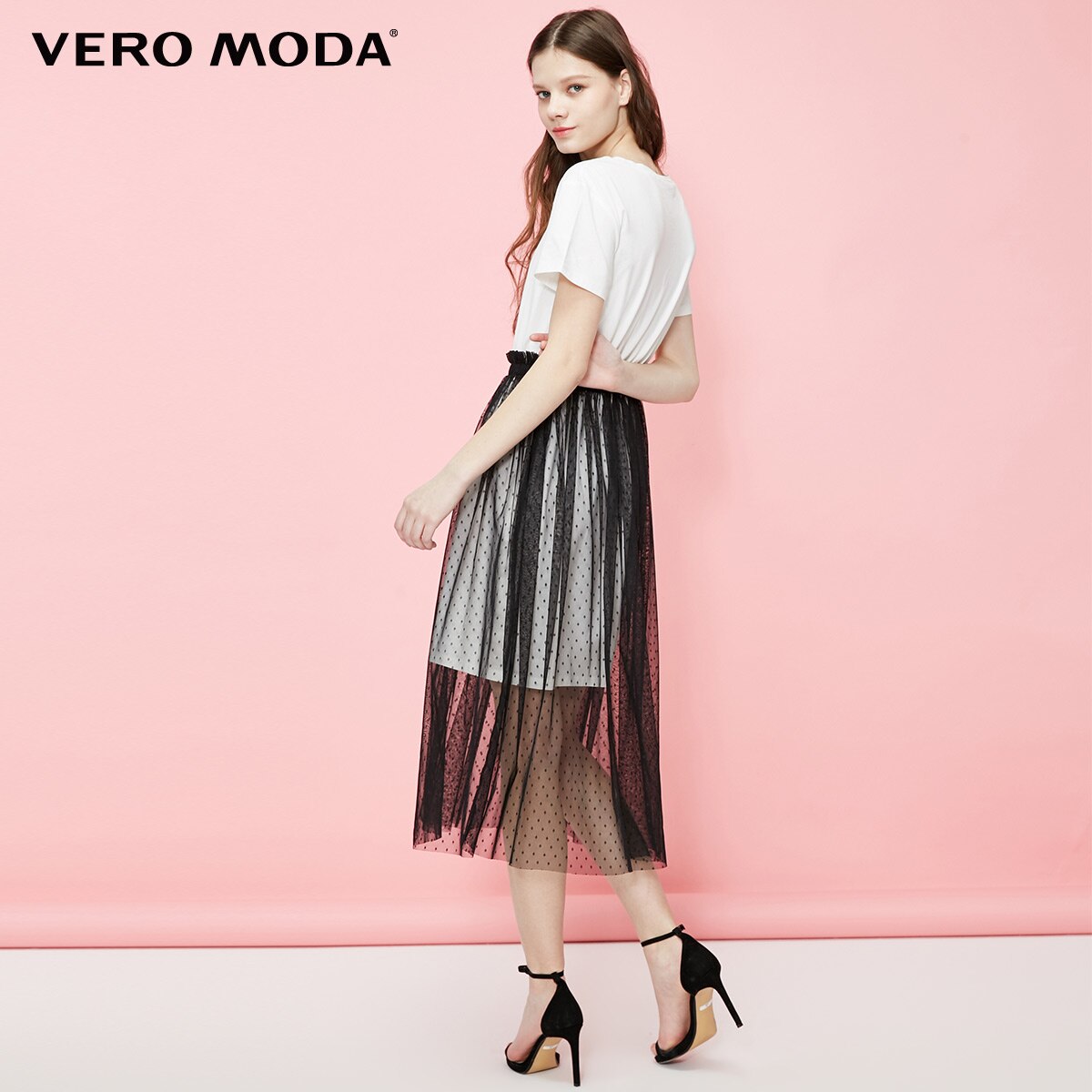 Fake Two-piece Print Gauzy See-through T-shirt Summer Dress