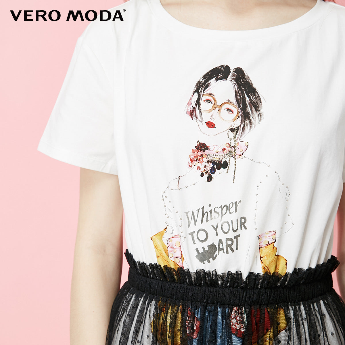 Fake Two-piece Print Gauzy See-through T-shirt Summer Dress