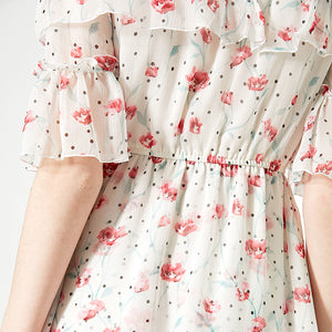 Off-the-shoulder Printed Chiffon Dress