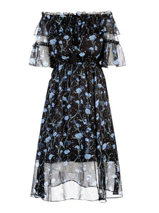 Off-the-shoulder Printed Chiffon Dress