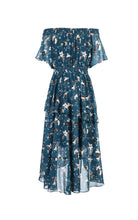 Load image into Gallery viewer, Printed Ruffled Hemline Off-the-shoulder Chiffon Dress
